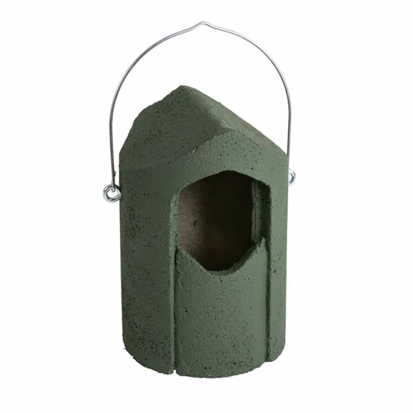 Groen vogelhuis met een ijzeren draad | NK SW 08 Nestkast open
