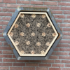 IP WA 06 Insectenwand Hex groot | 9 Afbeelding van het Hex Insectenhotel welke is gemonteerd aan de muur van een gebouw. Een product en voorziening van Vivara Pro dat insecten een veilig en duurzaam verblijf biedt en bijdraagt aan natuurinclusief bouwen