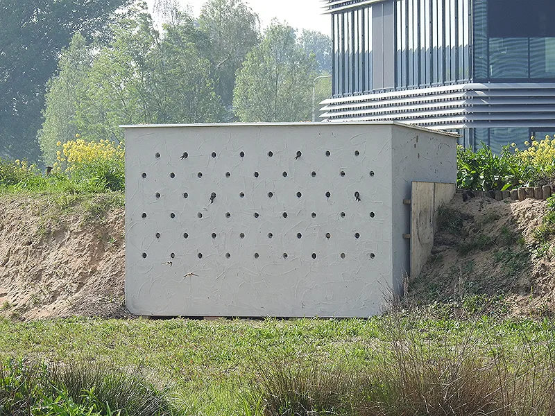 Afbeelding van de Oeverzwaluwwand van Vivara Pro geïntergreerd in een project