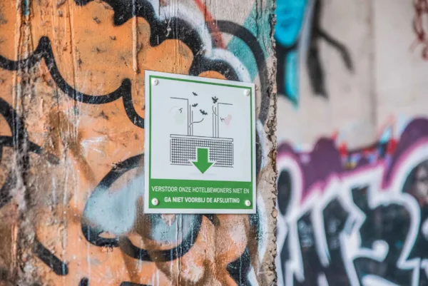 Afbeelding van een voorbeeldproject van een verlaten gebouw in Mechelen welke is omgebouwd tot een habitat voor vleermuizen.