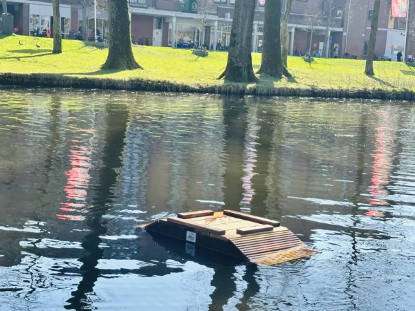 BE DG 04 broedeiland trapezium S | 1 Afbeelding van de urban vogelvlot trapezium in het water